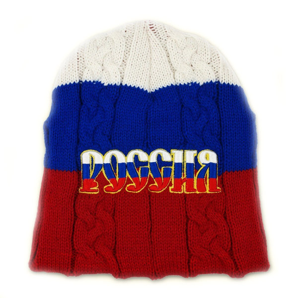 Wintermütze "Russia", weiss/blau/rot, 100 % Acryl
