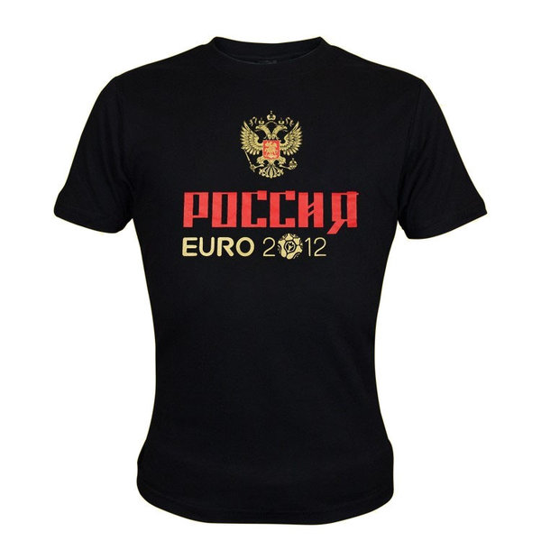 T-Shirt "Россия Euro 2012" schwarz, 100%-Baumwolle