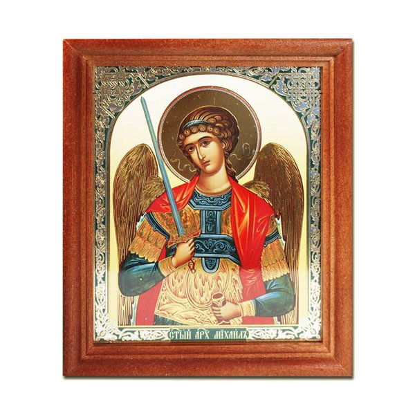 Ikone "Archangel Michail", 13x15 cm, Holzumrahmung, Doppelprägung