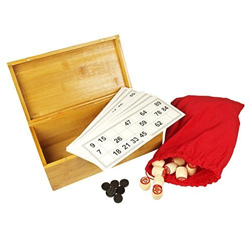 Russisches Lotto (Loto) Spielset im Holzkasten mit Holzfiguren Bingospiel Familienspiel Bingo