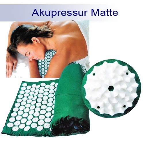 Yoga Akupressurmatte Akupunkturmatte Shanti Iplikator Nagelmatte 65x39x2,5 cm grün