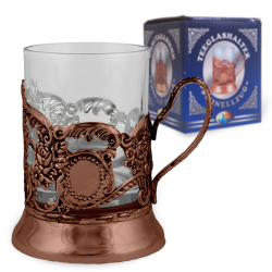 Teeglashalter "Schnellzug" bronze (mit Teeglas 200 ml)