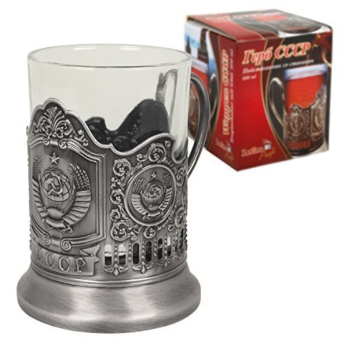 Teeglashalter "Wappen СССР" silber (mit Teeglas 200 ml)