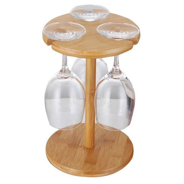 Weinglas-Halter Gläserregal aus Bambus modernes Design für bis zu 3 Wein-Gläser