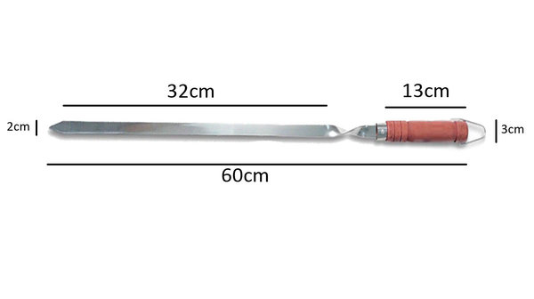 6 X Stabile Edelstahl Grillspiesse mit Holzgriff - 60 cm lang / 2 cm breit / 2mm Stark