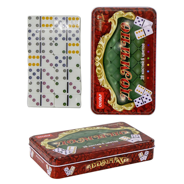 Domino-Spiel Im Metallbox Roter Samt 19,5 x 12 x 3,5 cm
